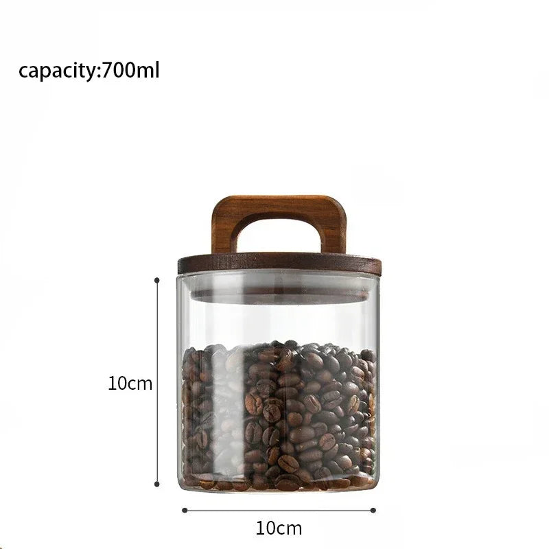 Clear Glass Food Storage Jar with Bamboo Lid – Airtight Canister for Tea, Coffee, Sugar & Spices