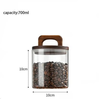 Clear Glass Food Storage Jar with Bamboo Lid – Airtight Canister for Tea, Coffee, Sugar & Spices