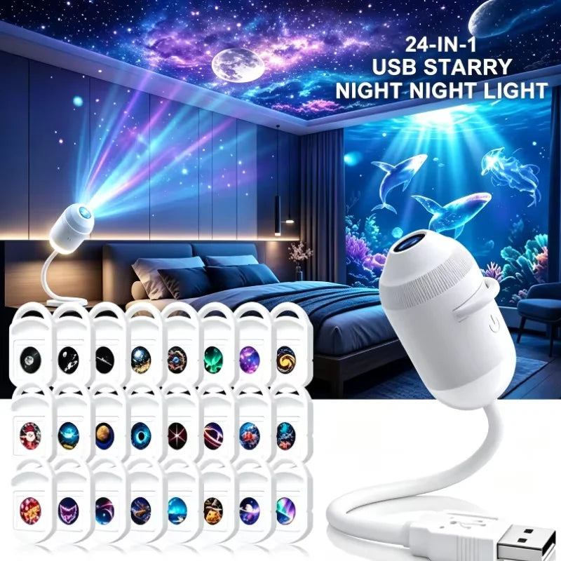 Christmas atmosphere decoration HD 4K Galaxy Star Projector Night Light 360° Rotatable USB Powered Starry Sky Projection Lamp
