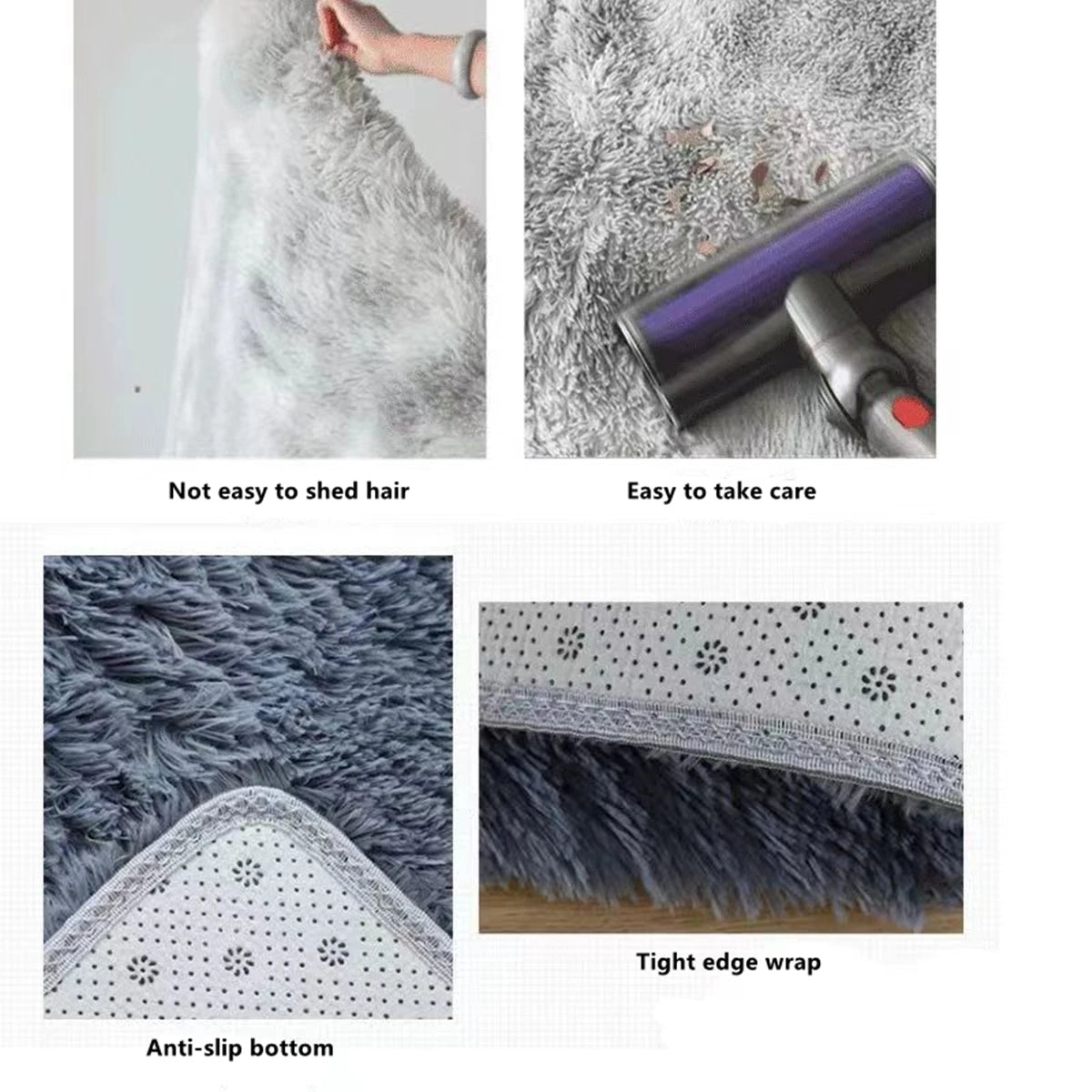 Soft Shaggy Area Rug – Fluffy Non-Slip Bedroom Bedside Carpet for Living Room