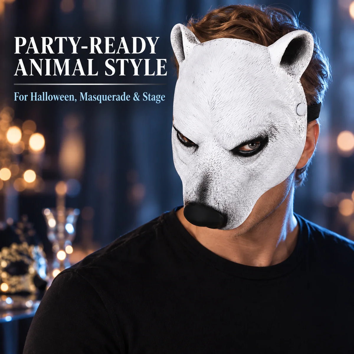 Realistic White Polar Bear Mask Animal Face Costume Prop 3D Bear Head Mask Halloween Cosplay Masquerade Party Decoration