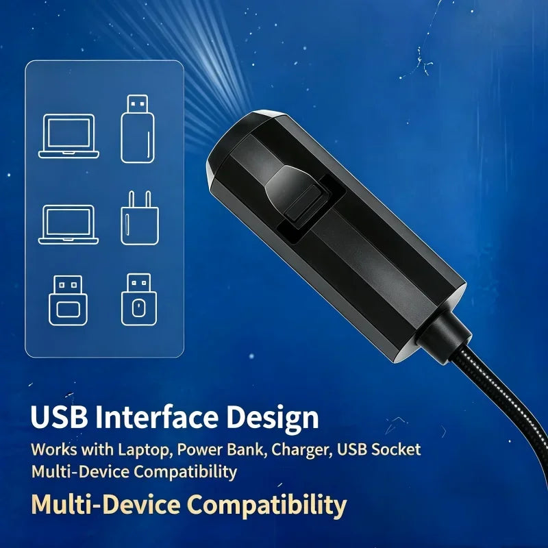 USB Christmas Tree Projector Lamp Flexible Gooseneck HD Clear Snowfall Xmas Tree Projection Light 5V Energy‑Saving for Home Car