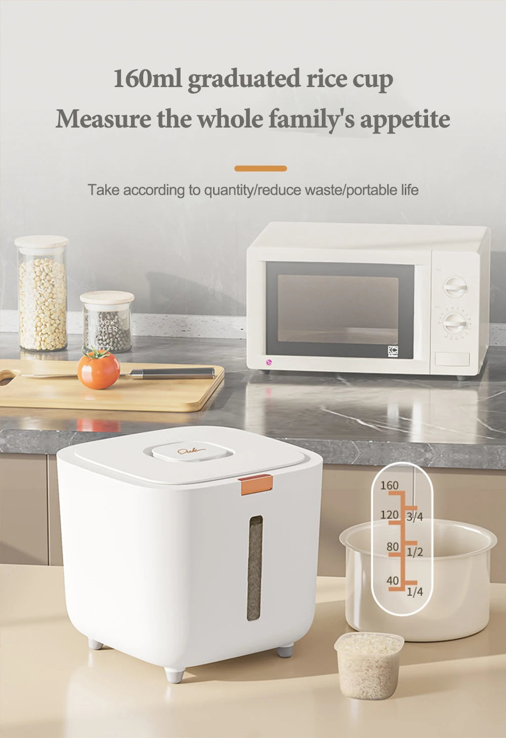 5/10kg Airtight Rice Storage Container with Measuring Cup – Moisture & Insect Proof Grain Dispenser