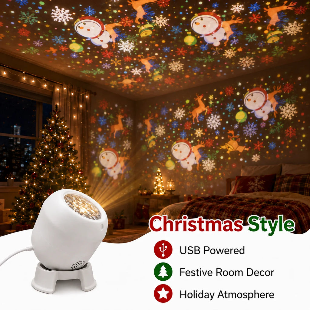 360° Rotating Starry Ocean Projection Night Light Dynamic Projector Decorative Lamp Ocean-Themed Projection Light Festival Gift