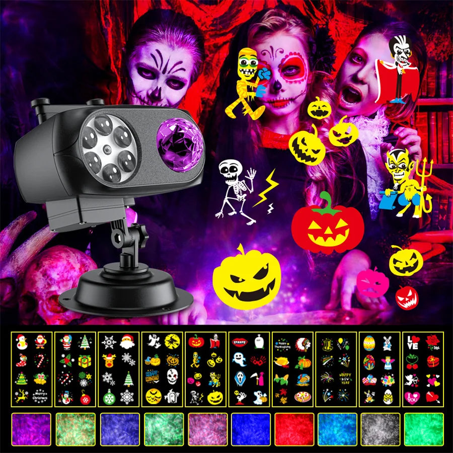 Ocean Wave Halloween Christmas Projector Light Outdoor 10 HD Holiday Slides Christmas Projectors Light Christmas Light Show