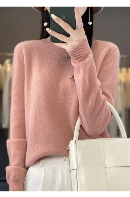 New Cashmere Sweater for Women in Autumn and Winter 100% Merino Wool Fashion O-neck Warm Pullover Top