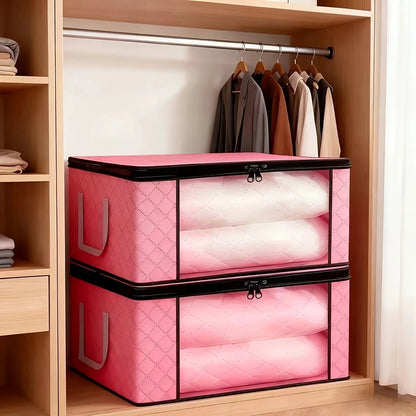 6-Piece Large Foldable Storage Box Set with Zipper & Window – Clothing, Bedding & Blanket Organizer