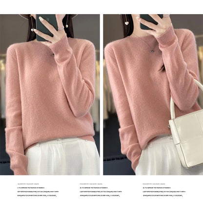 New Cashmere Sweater for Women in Autumn and Winter 100% Merino Wool Fashion O-neck Warm Pullover Top
