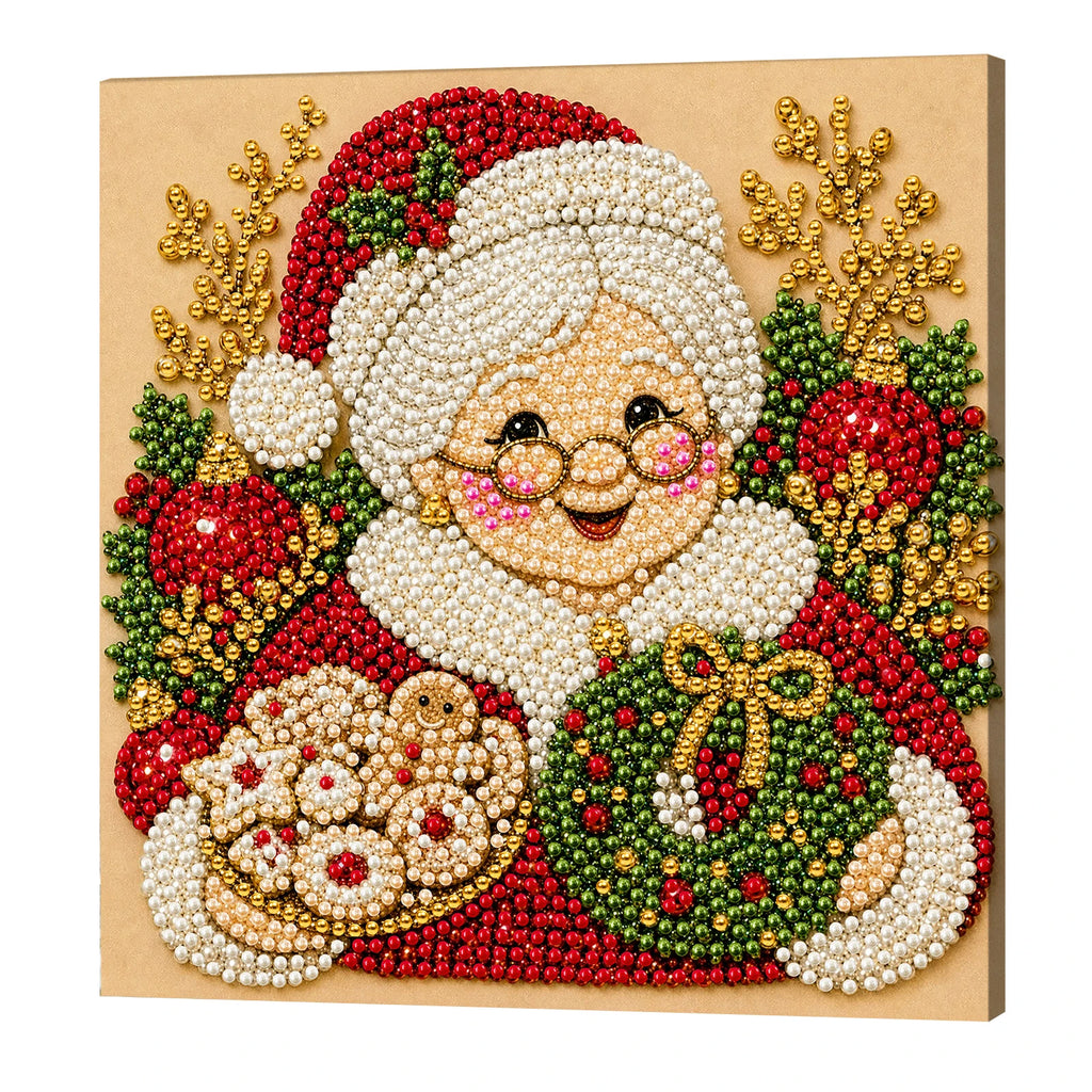 Christmas Pearl Painting DIY Kit with Frame 20x20cm Self-Adhesive Canvas 3D Bead Art Craft Adults