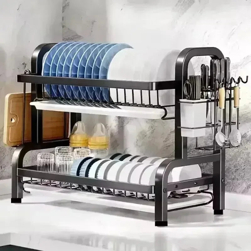 Kitchen Dish Storage Rack – Countertop Plate & Tableware Organizer Shelf for Cabinets