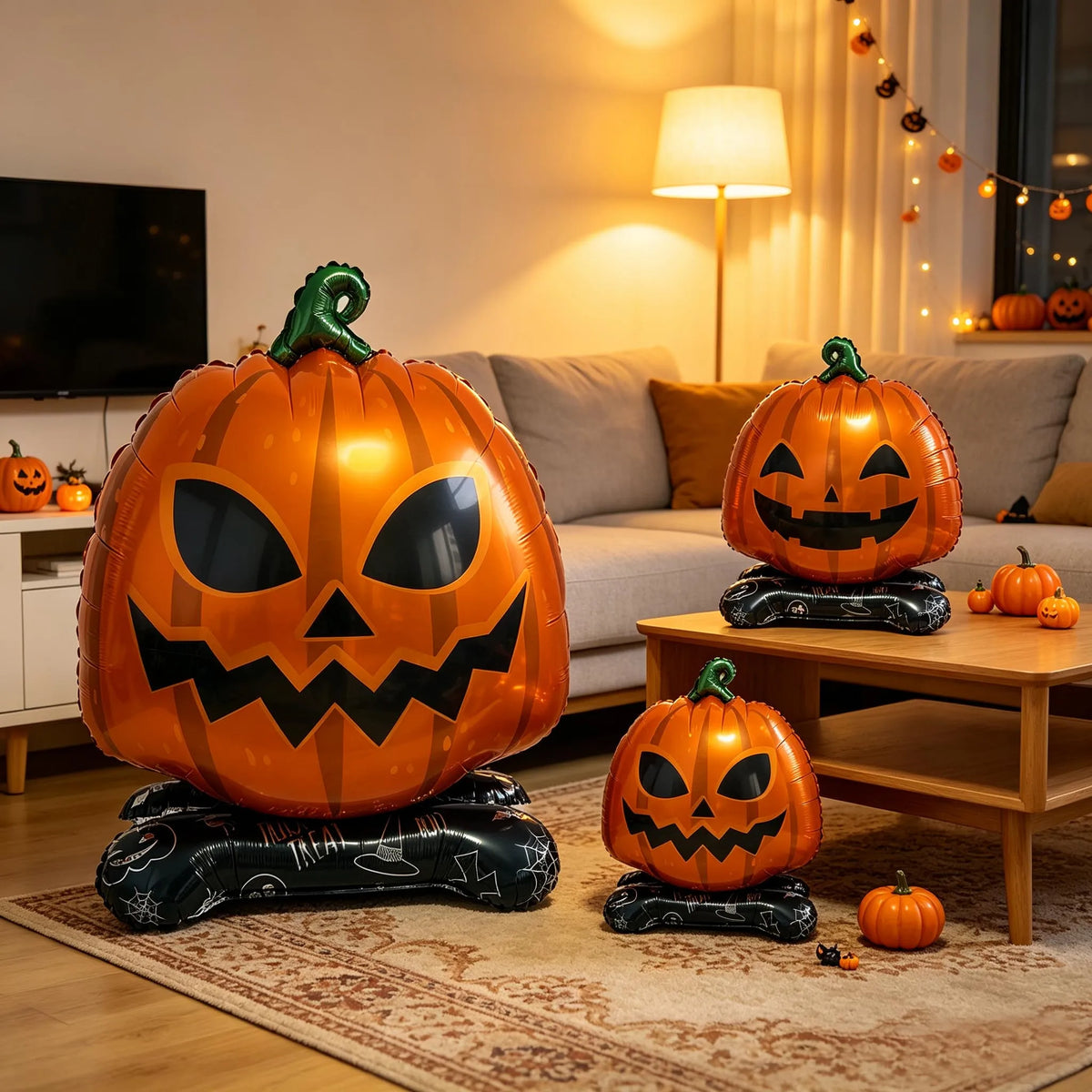 Halloween Standing Pumpkin Balloons Inflatable Pumpkin Aluminum Foil Balloon Halloween Indoor Outdoor Party Decorations Supplies