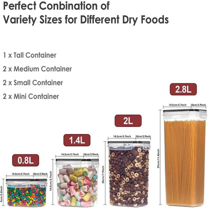 7-Piece Airtight Food Storage Container Set – BPA-Free Plastic Boxes with Labels & Marker