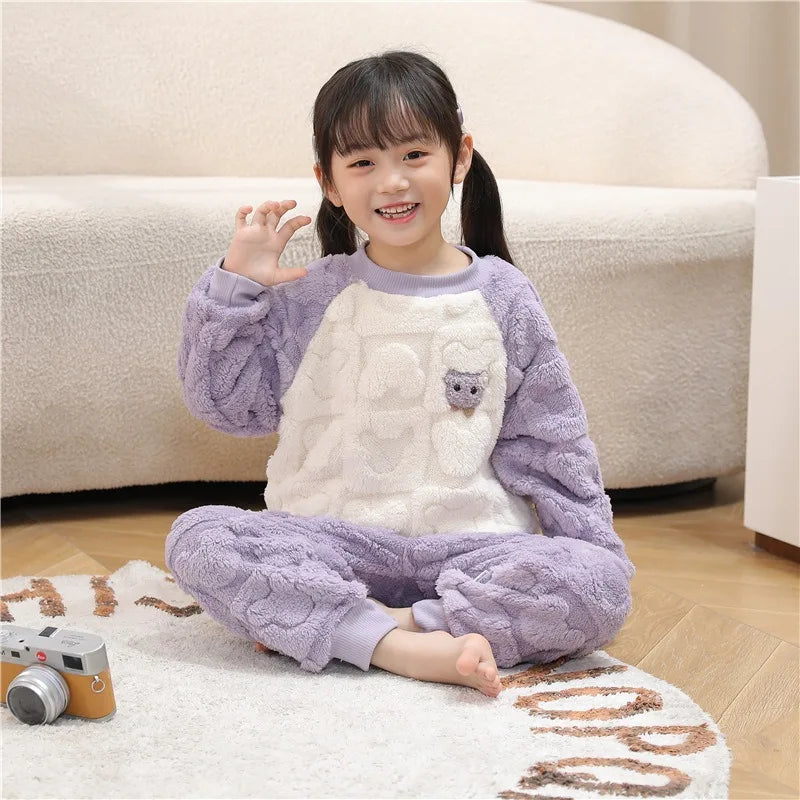 Kids Pajamas for Boys 1 2 3 4 5 6 7 8 9 10 11 12 Years Flannel Sleepwear Set Bear Pyjamas Blue Children Pijamas Clothing