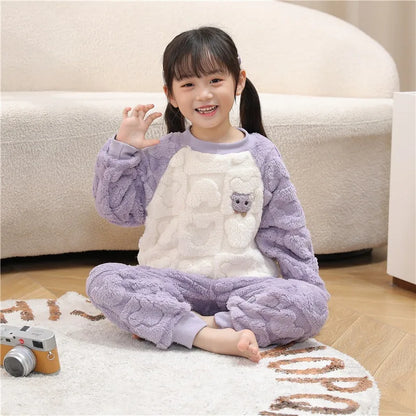 Kids Pajamas for Boys 1 2 3 4 5 6 7 8 9 10 11 12 Years Flannel Sleepwear Set Bear Pyjamas Blue Children Pijamas Clothing