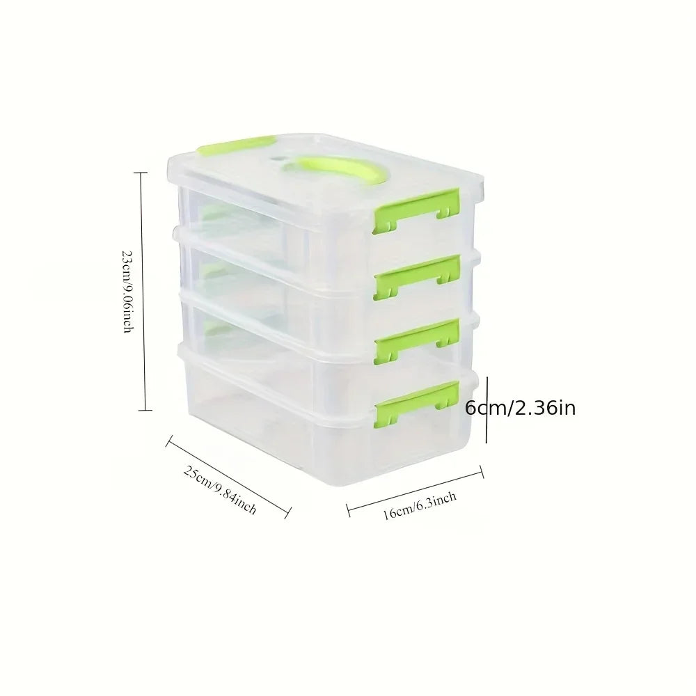 4-Tier Transparent Storage Box with Partitioned Drawers – Plastic Organizer for Tools, Crafts & Small Items