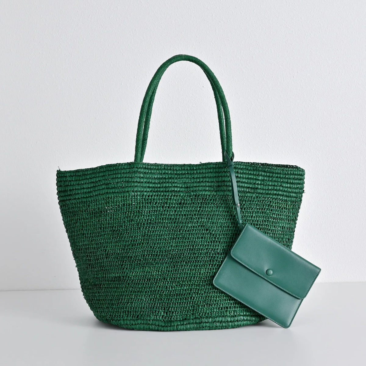 Luxury Raffia Straw Tote Bag for Women Stylish Designer Handmade Natural Material Large Capacity Handbags with Small Leather Bag