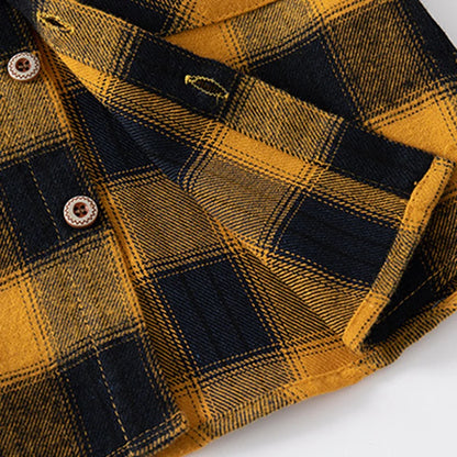 New Children's Clothes  Kids Shirts With Collar Boys' Cotton Long Sleeved Baby Clothing Casual Top Plaid Blouse for Boys 2-7Y