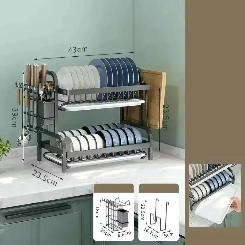 Kitchen Dish Storage Rack – Countertop Plate & Tableware Organizer Shelf for Cabinets