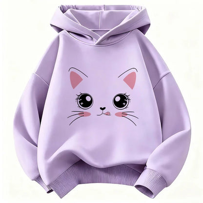 Kids' Kawaii Cat Pullover Hoodie for Boys & Girls