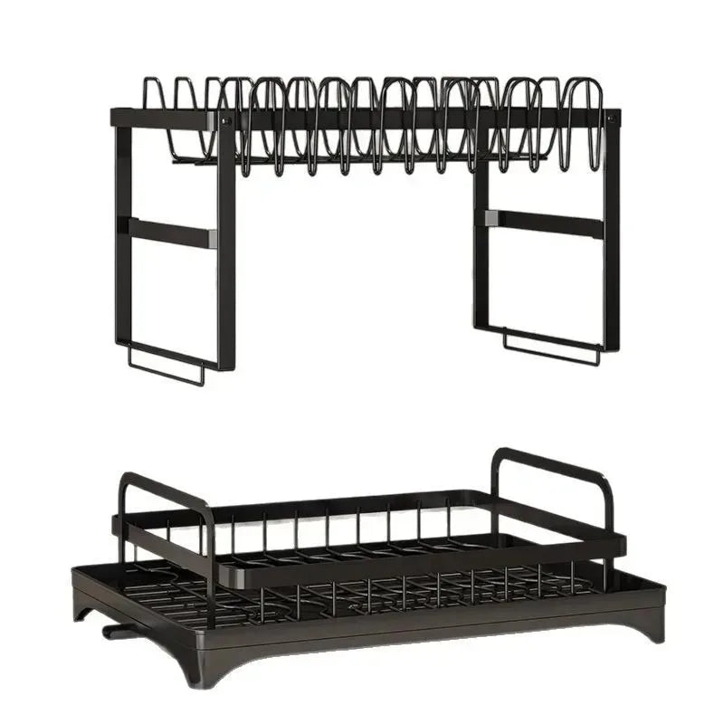 2-Tier Dish Drying Rack – ABS Kitchen Plate & Tableware Storage Organizer Shelf