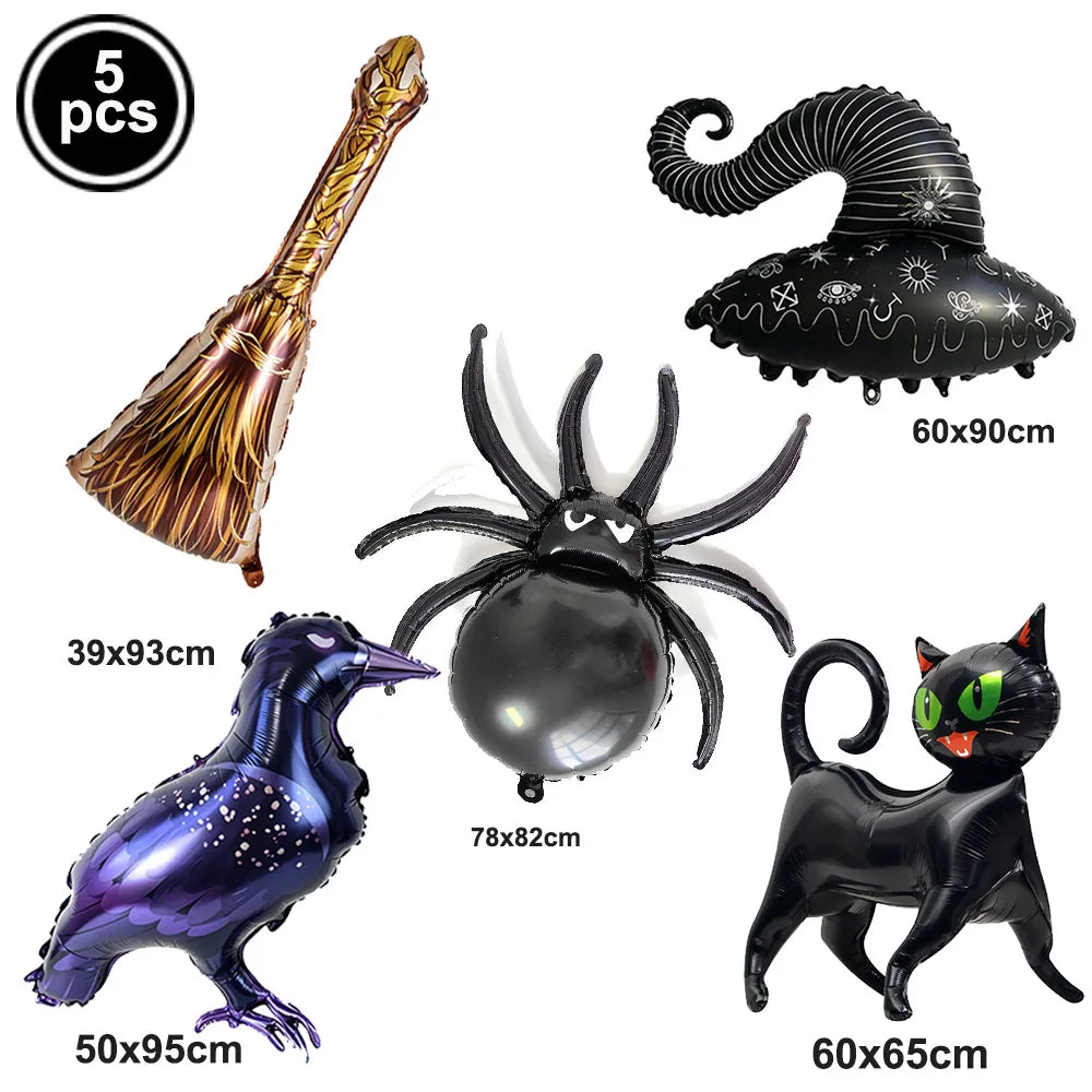 Halloween Standing Pumpkin Balloons Inflatable Pumpkin Aluminum Foil Balloon Halloween Indoor Outdoor Party Decorations Supplies
