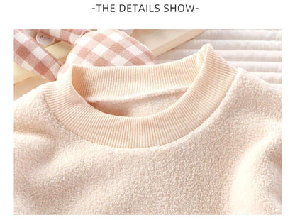 2Pcs/set children's winter warm pajamas padded thickened round neck long sleeve long pants boys girls home clothing winter pajam