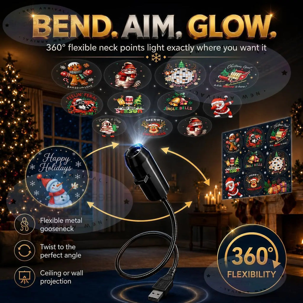 Plug and Play Hd Christmas Projector with 6/10 Festive Scenes,Hd Christmas Scene Projector, 5d Holographic Night Light Projector