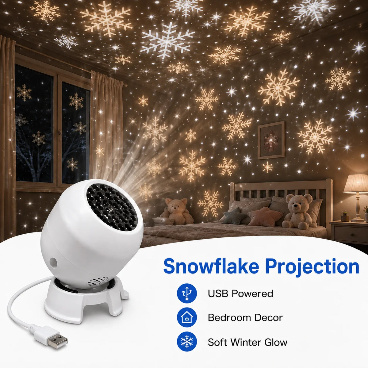 360° Rotating Starry Ocean Projection Night Light Dynamic Projector Decorative Lamp Ocean-Themed Projection Light Festival Gift