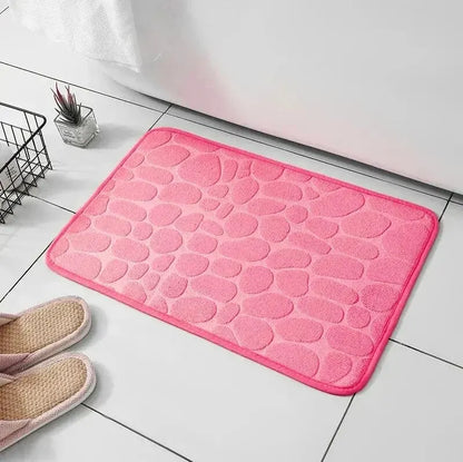 Memory Foam Bathroom Mat – Embossed Velvet Non-Slip Floor Rug for Bathroom & Living Room
