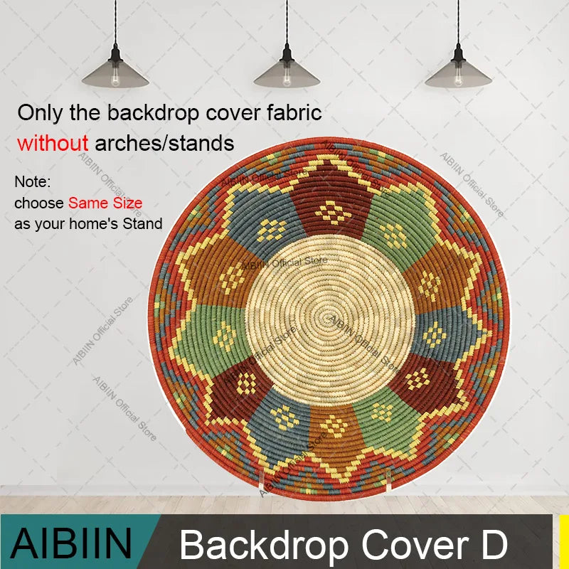 Traditional Ethiopian Basket Pattern Round Backdrop Cover Floral Wedding Birthday Party Decor Portrait Photography Background