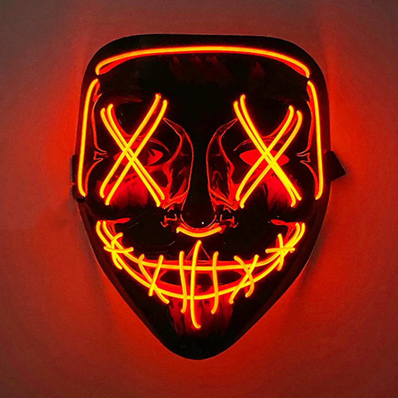 2026 Halloween Party Supplies Luminous LED Purge Mask Wireless EL Neon Light Full Face Mask Cosplay For Adult Glow In The Dark