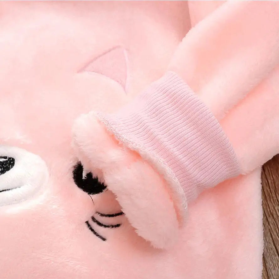 Baby Girl Clothing Set Plush Flannel Cartoon Pullover Sweater+Pant Autumn Winter Kids 2Pcs Outfit Boys Tracksuit Casual Suit