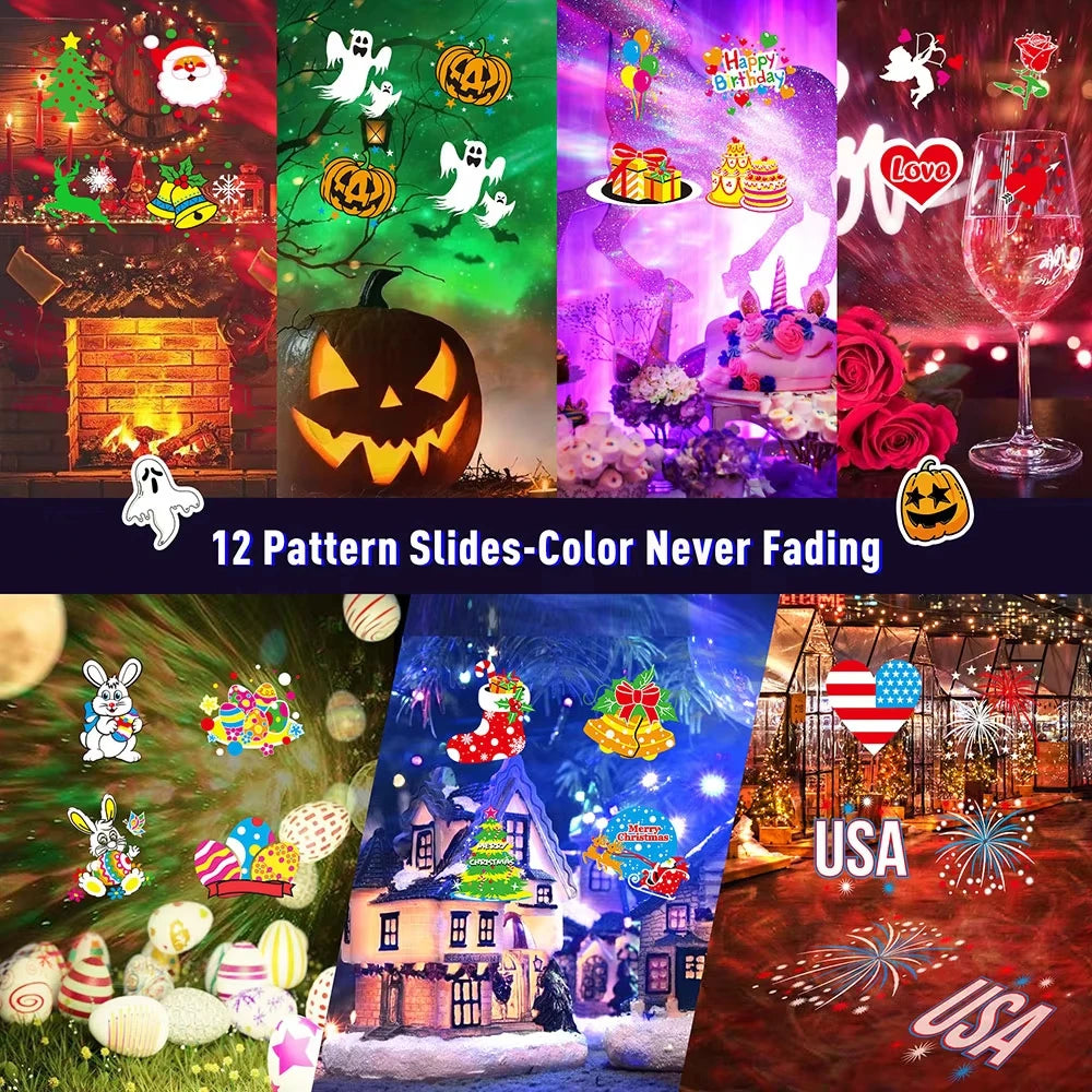 Halloween Christmas Projector Lights Outdoor, 2-in-1 Moving Pattern Landscape Lights,HD Effects Projection Light for Xmas Decor
