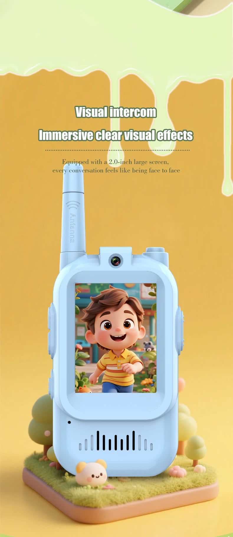 AIRITON Children's Video Walkie Talkies 2 Pack Rechargeable 2-inch High-definition Screen Voice Changer For Kids Gift Boys Girls