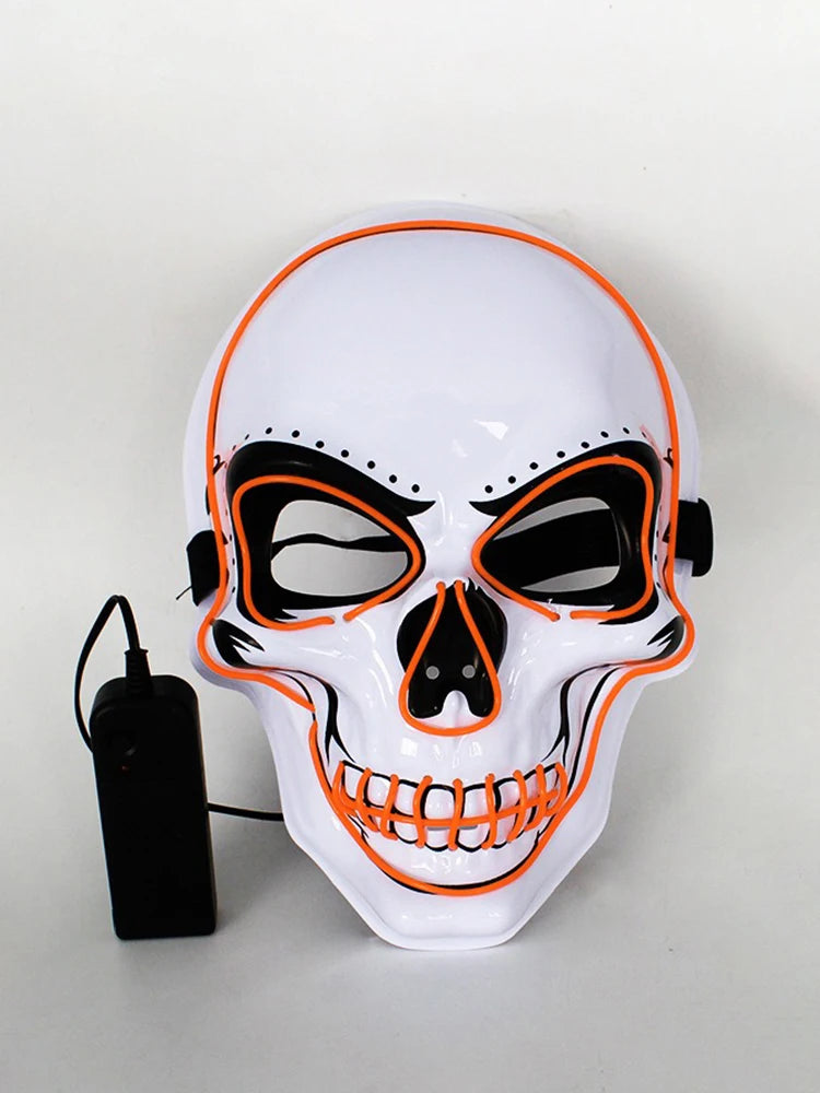LED Skull Mask Light Up Skeleton Face Halloween Horror Costume Prop for Rave Festival Cosplay Masquerade Party Men Women Adults