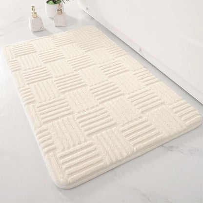 Thick Absorbent Bathroom Mat – Non-Slip Quick-Dry Plush Bath Rug for Shower & Entryway