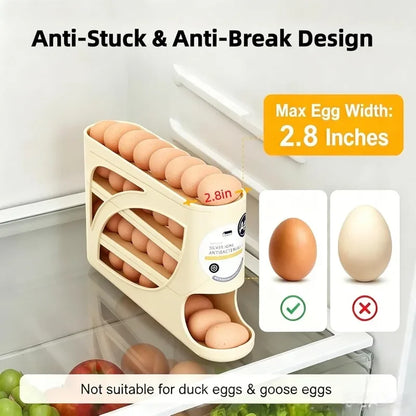 1PC Refrigerator Egg Storage Box Side Door Storage Kitchen Tool Automatic Egg Rolling Antibacterial Distribution Large Capacity