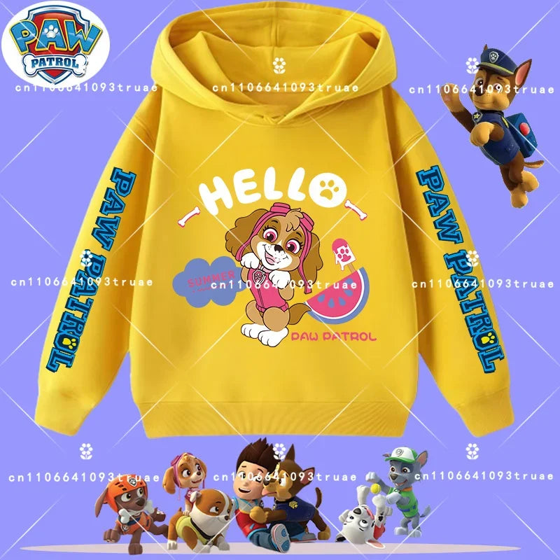 Spring and Autumn Long Sleeve Pullover Hooded Shirt for Girls Casual Top for Children Hooded Sweatshirt New PAW Patrol Boys'Shir