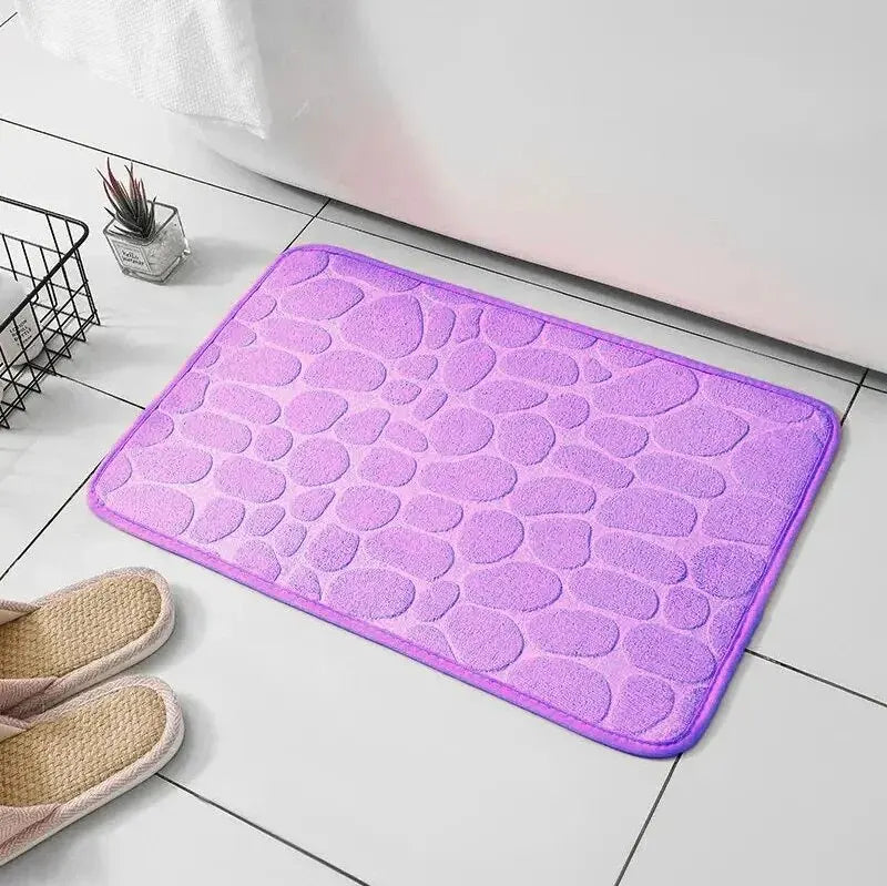 Memory Foam Bathroom Mat – Embossed Velvet Non-Slip Floor Rug for Bathroom & Living Room