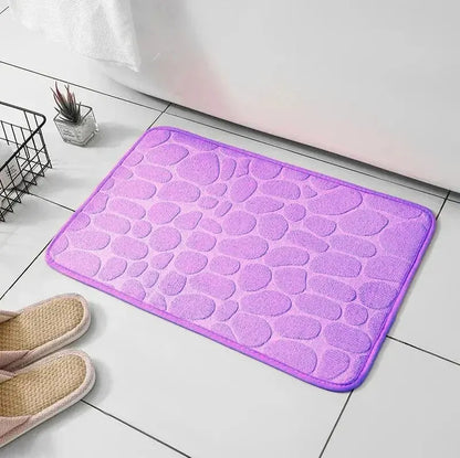 Memory Foam Bathroom Mat – Embossed Velvet Non-Slip Floor Rug for Bathroom & Living Room