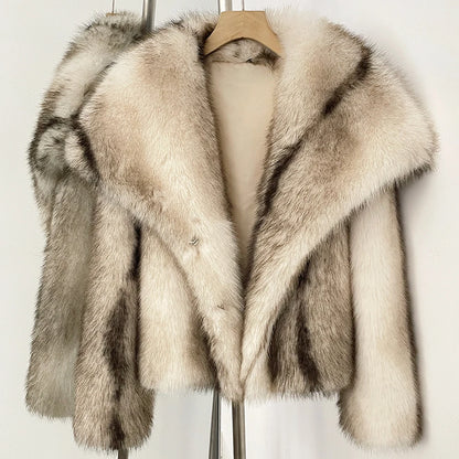 Womens Faux Fur Coat Cropped Soft Plush Artificial Short Fur Coat Holiday Party Elegant Winter Fashion Outerwear Coats for Women