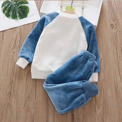 Baby Girl Clothing Set Plush Flannel Cartoon Pullover Sweater+Pant Autumn Winter Kids 2Pcs Outfit Boys Tracksuit Casual Suit