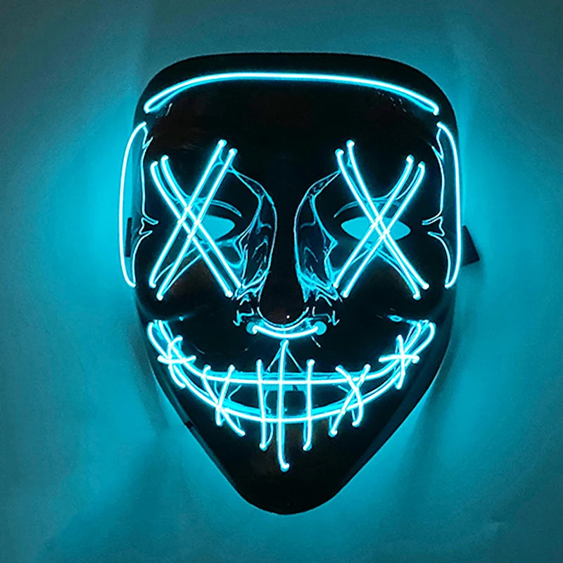 2026 Halloween Party Supplies Luminous LED Purge Mask Wireless EL Neon Light Full Face Mask Cosplay For Adult Glow In The Dark