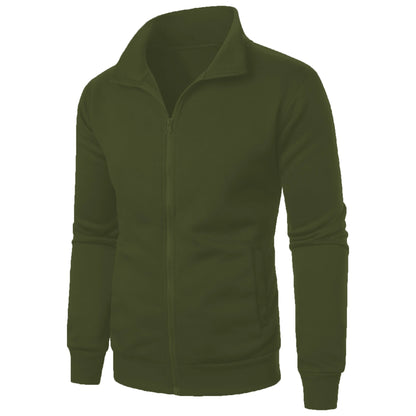 Men's casual sports zipper stand up collar jacket, men's solid color top