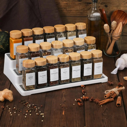 Glass Spice Jars with Bamboo Lids, 120ml