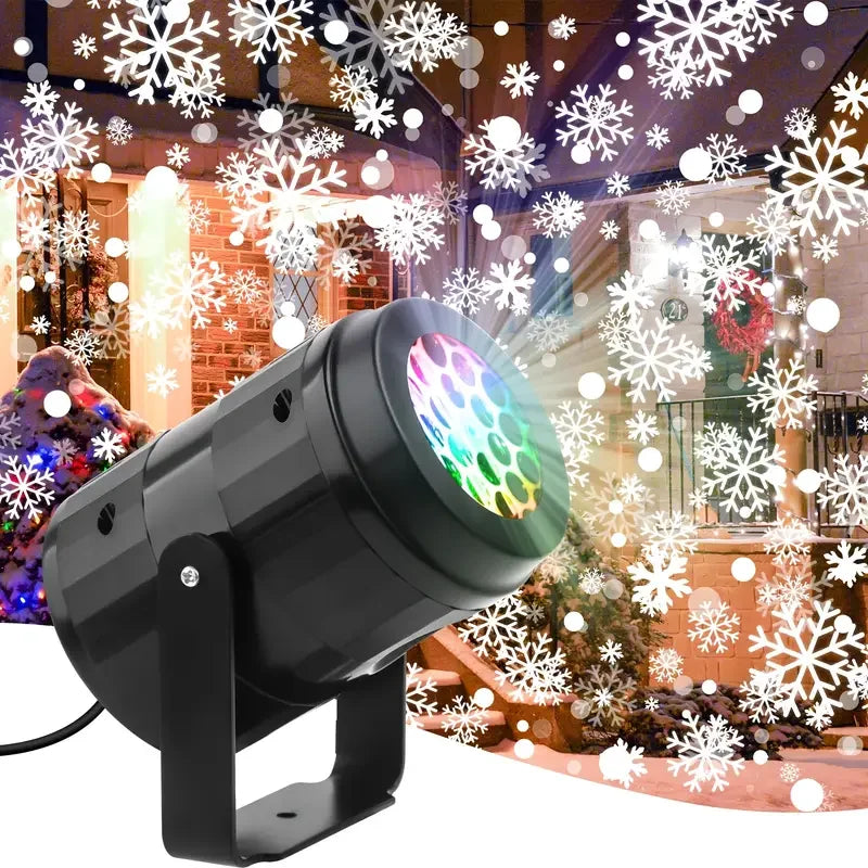 Snowflake Projector Lights Christmas Decoration Outdoor/Indoor USB Rotating Snowflake Ambient Light for Festive Party Xmas Decor