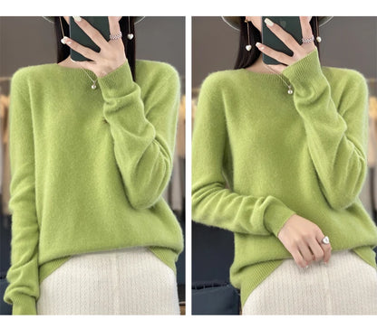 New Cashmere Sweater for Women in Autumn and Winter 100% Merino Wool Fashion O-neck Warm Pullover Top