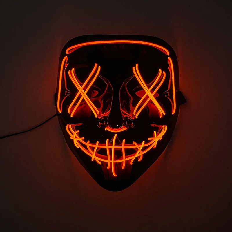 2026 Halloween Party Supplies Luminous LED Purge Mask Wireless EL Neon Light Full Face Mask Cosplay For Adult Glow In The Dark