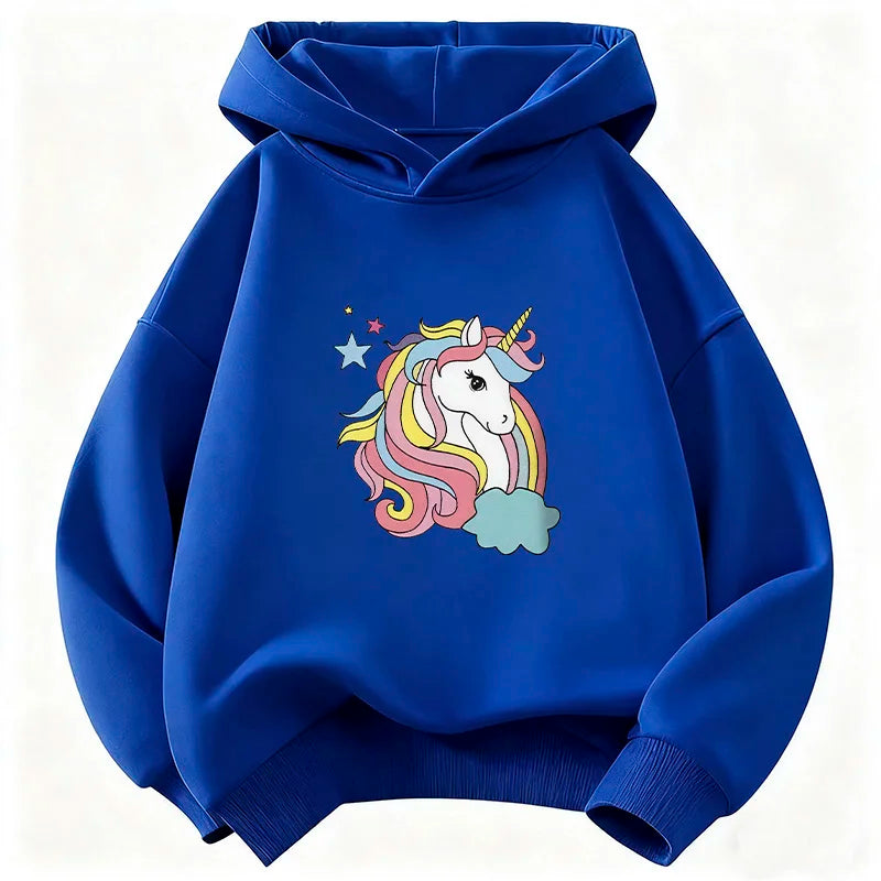 Kids' Rainbow Unicorn Hoodie Cute Unisex Pullover Sweatshirt for Boys & Girls