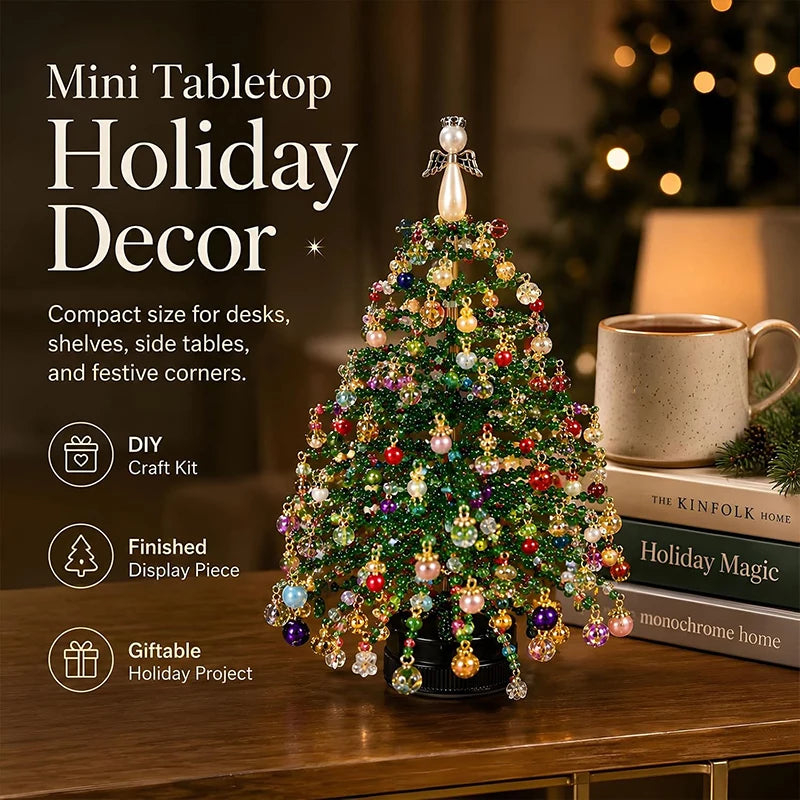 DIY Beaded Christmas Tree Kit Handmade Creative 3D Crystal Bead Christmas Tree Making Kit Holiday Tabletop Christmas Tree Decor